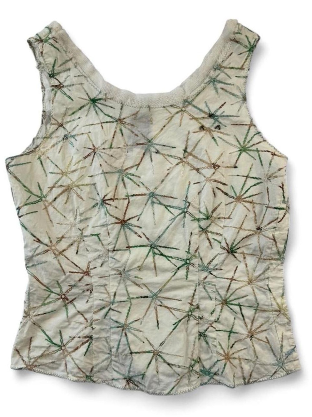 Vintage Burning Torch Embroidered Tank Top